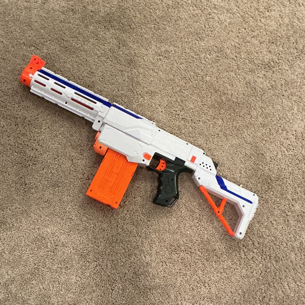 Nerf Action Blaster - White, Orange, and Blue